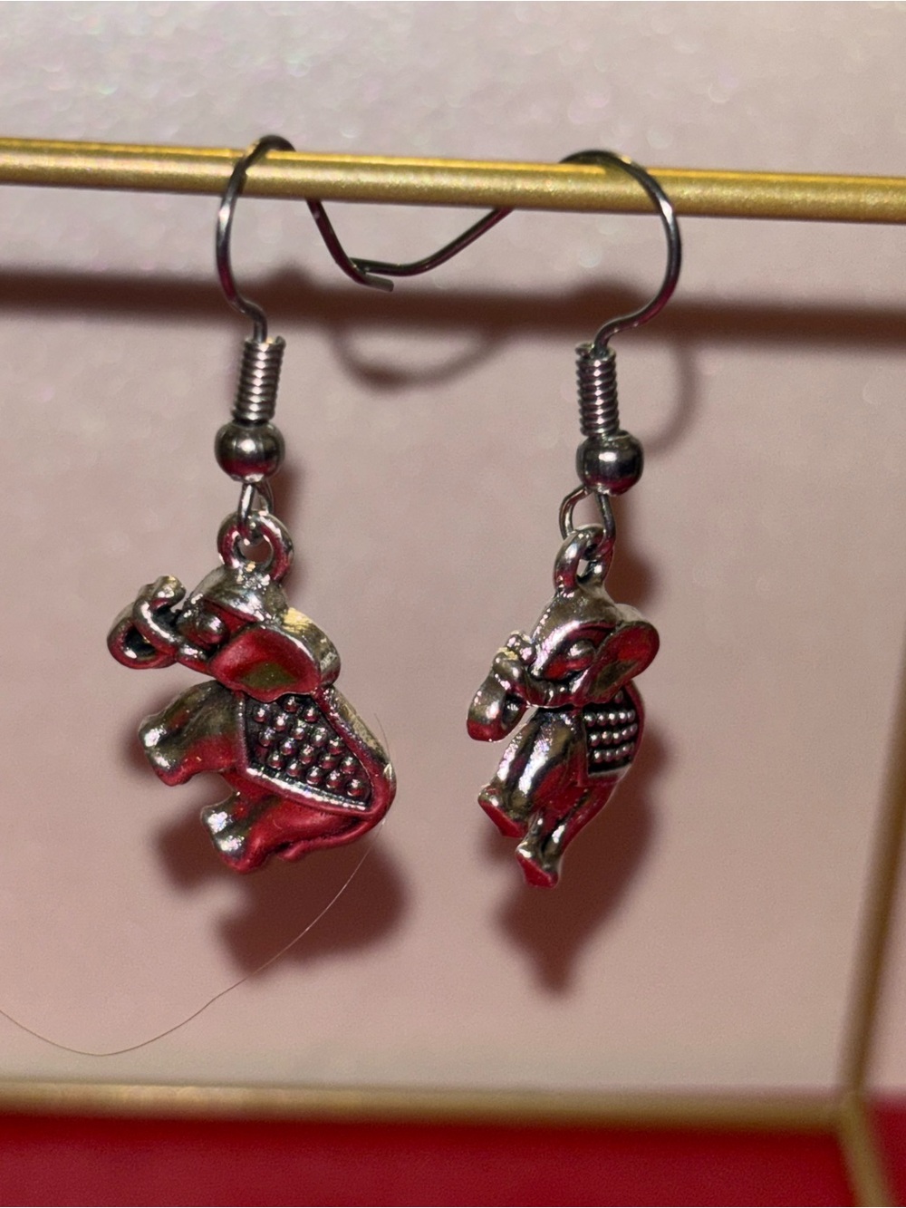 Silver Elephant Charm Drop Earrings for Kids